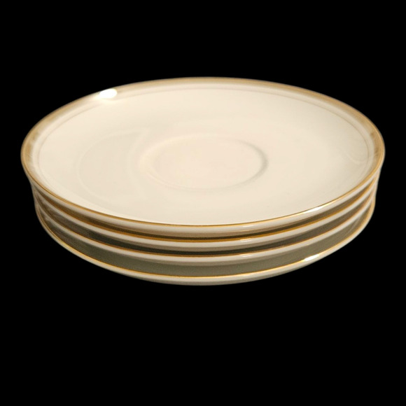 Royalton China Co Japan Translucent Porcelain Gold Trim Saucers Set of 4 - Picture 6 of 6